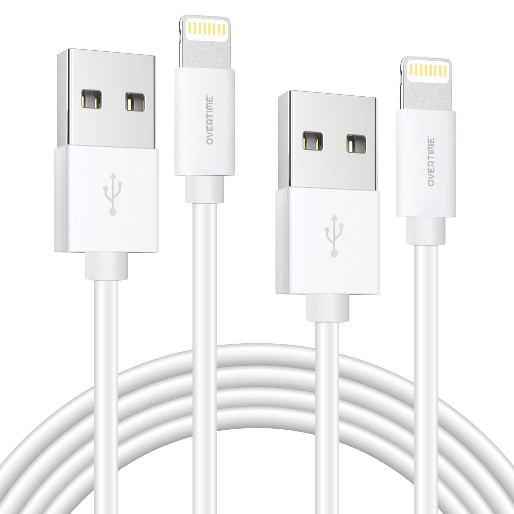 6 Ft./10 ft. Overtime Apple MFi Certified iPhone Charger Lightning Cable Pack