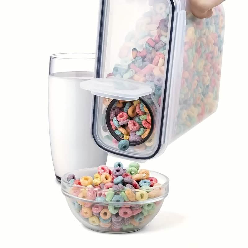 4-Piece Set: Airtight Cereal Storage Containers with Pour Spouts & Measuring Cup – 4L Kitchen Pantry Organizer