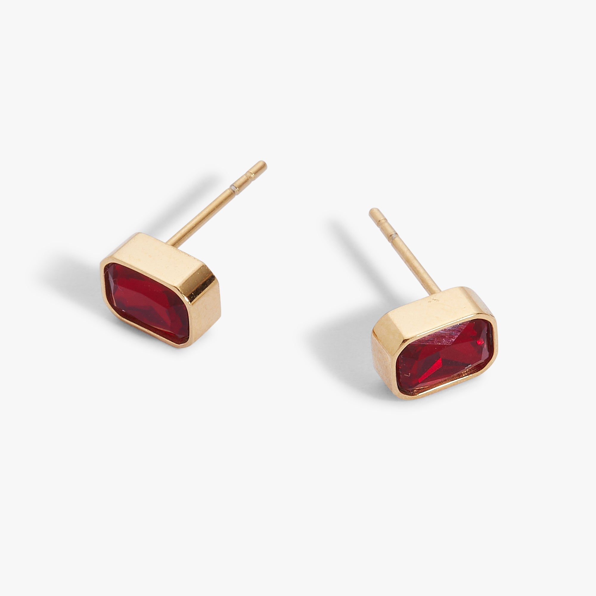 July Emerald-Cut Birthstone Stud Earrings