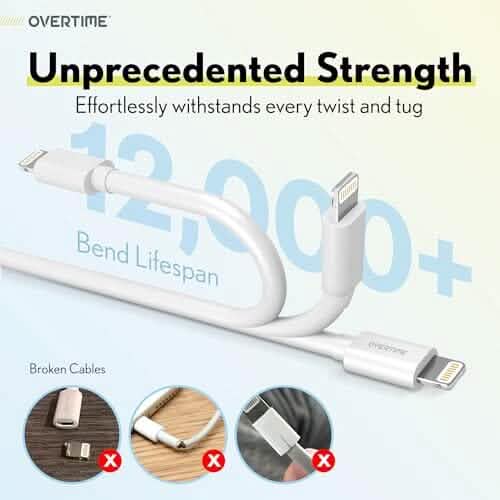Overtime iPhone MFI Certified 10ft USB-C to Lightning Charging Cable