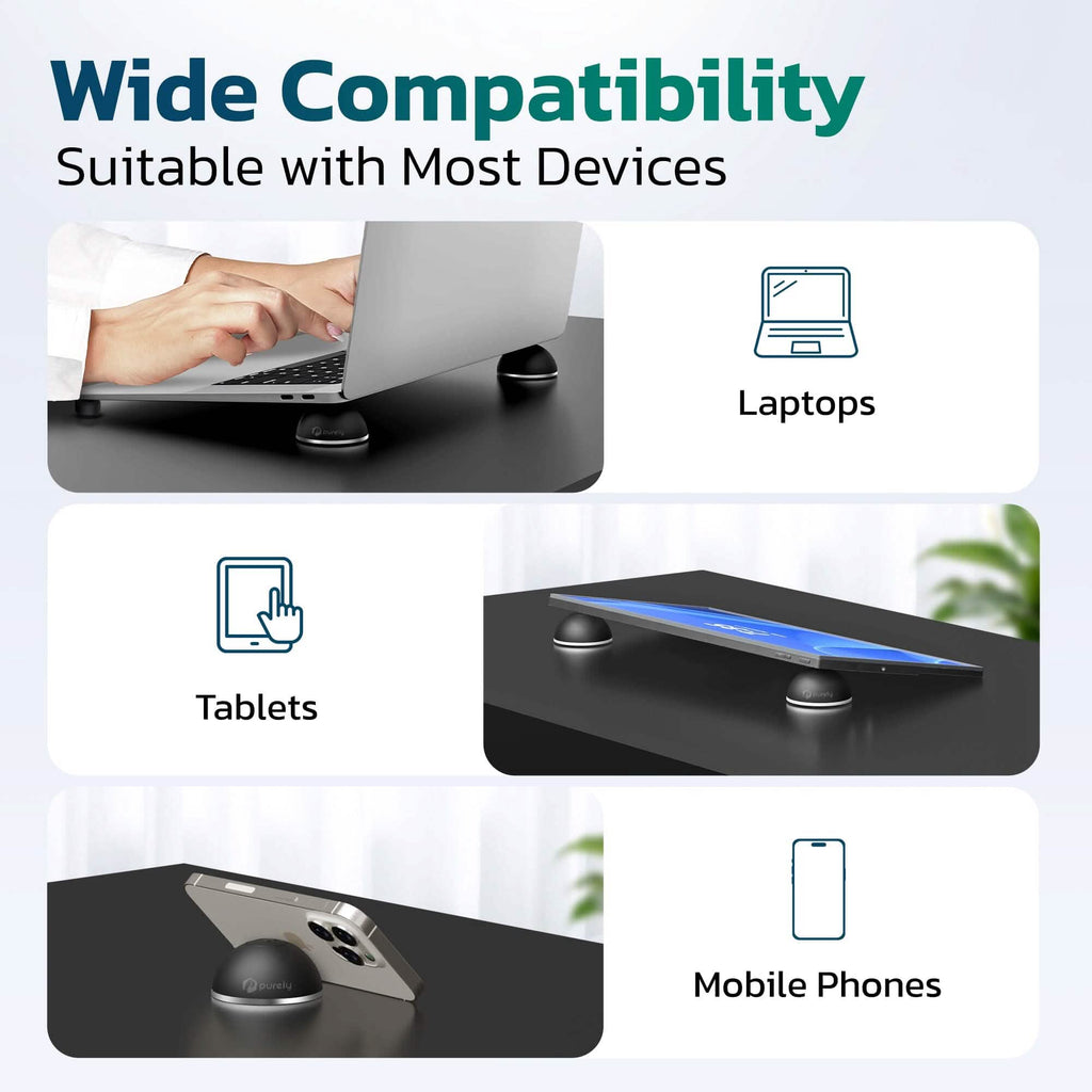 Purely Laptop Cooling Pad Legs Portable Magnetic Ball Opens Into 4 Non-Slip Laptop Stand Legs